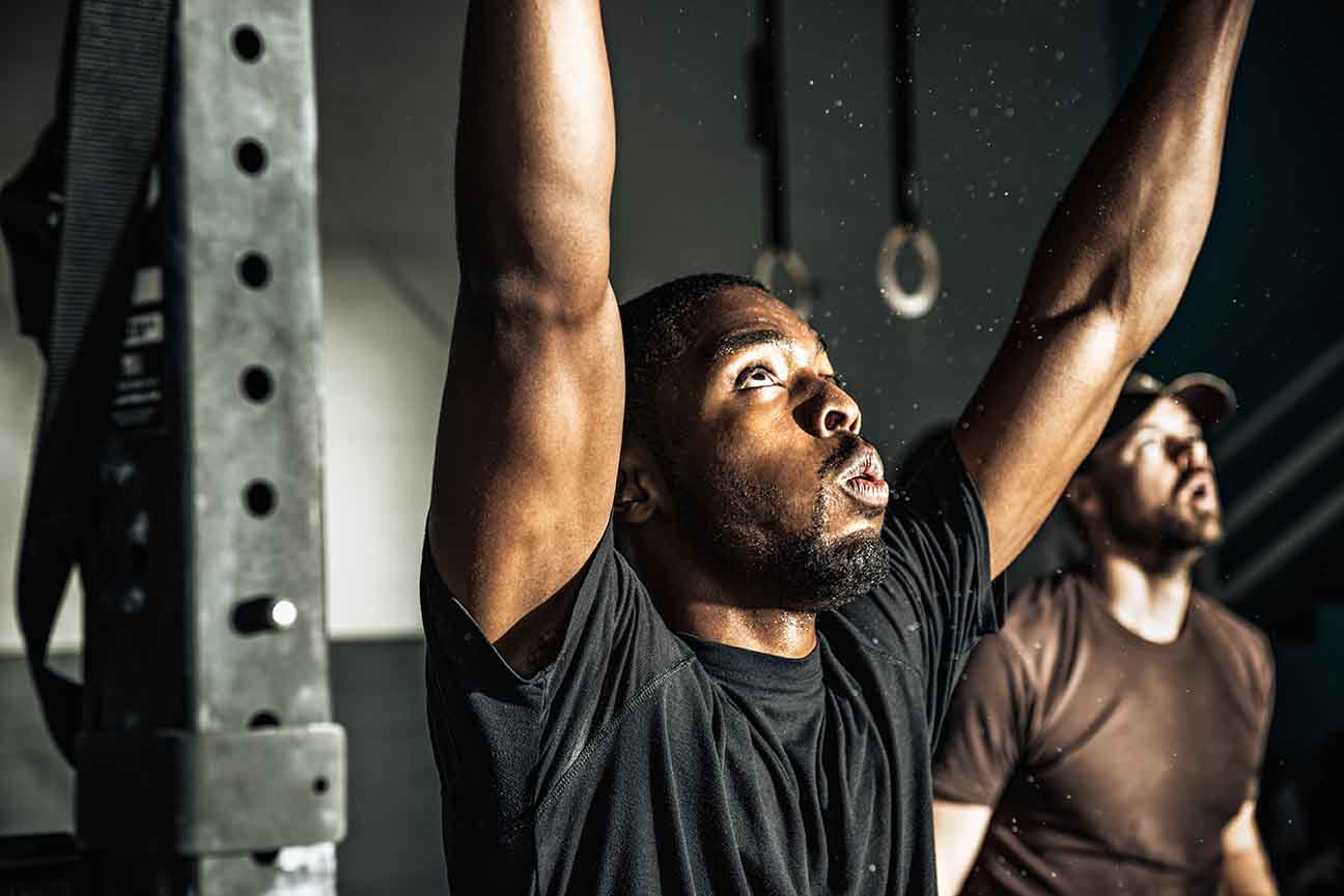 Men working out at the gym