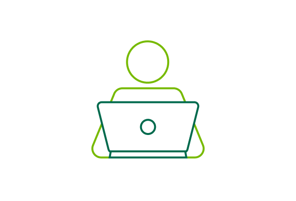Person on laptop icon