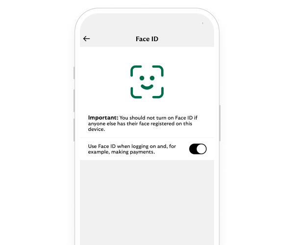 Icons for Face ID and fingerprint recognition.